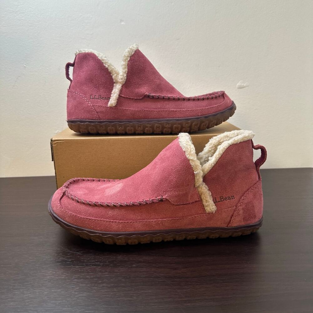 L.L. Bean Women's Mountain Slipper Boot Moccasins, Size 9, Rosewood Pink Suede